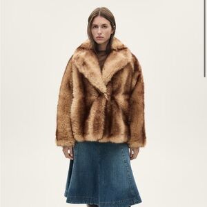 COAT WITH FUR-EFFECT LAPELS